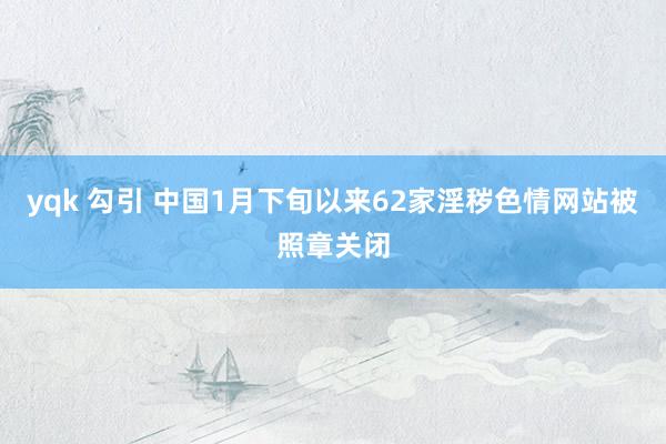 yqk 勾引 中国1月下旬以来62家淫秽色情网站被照章关闭