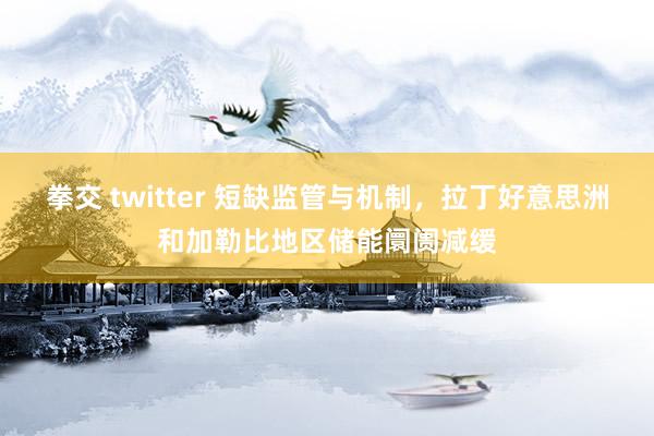 拳交 twitter 短缺监管与机制，拉丁好意思洲和加勒比地区储能阛阓减缓